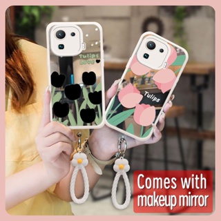 texture literature Phone Case For Xiaomi 11 Pro dustproof Full edging Liquid silicone Hangings flower Soft case lovely