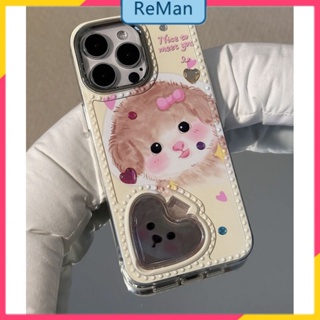 เคสโทรศัพท์มือถือกระจก ชุบไฟฟ้า ลายการ์ตูนลูกสุนัขน่ารัก สําหรับ Apple Iphone 14Promax 13 14Promax 14plus 13 12pro 12 11 pro max Xr Xs max 7 8 Plus 13 pro max 13 12 12pro 11promax