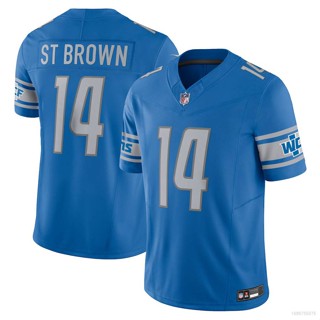 Yp2 NFL เสื้อยืดลําลอง แขนสั้น คอกลม พิมพ์ลายสิงโต Detroit สีน้ําตาล พลัสไซซ์ PY2