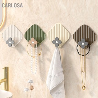 CARLOSA 4PCS กาวตะขอพลาสติกกันน้ำเล็บฟรีผ้าเช็ดตัวแขวนผนังสำหรับห้องครัวห้องน้ำเพดานสำนักงาน