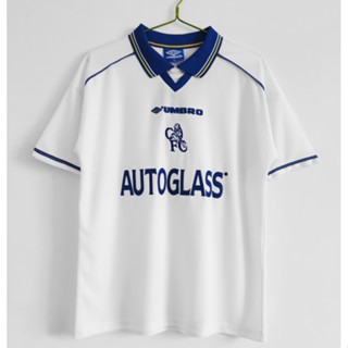 เสื้อกีฬาแขนสั้น ลายทีมชาติฟุตบอล Chelsea Away คุณภาพสูง สไตล์วินเทจ 98-00