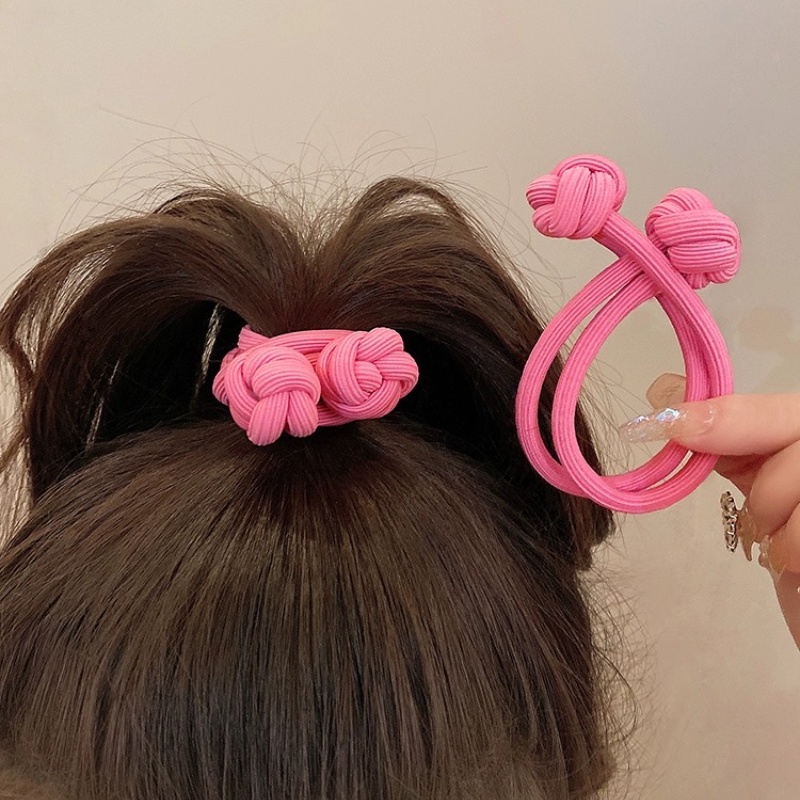 ยางรัดผมน่ารัก สไตล์หวาน สีดํา/ชมพู ยืดหยุ่นสูง มัดหางม้าสูง ทนทาน เครื่องประดับผมฤดูร้อน