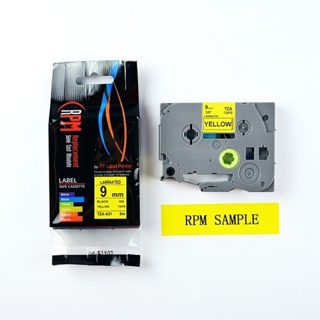 เทปพิมพ์อักษร 9 มม. อักษรดำพื้นเหลือง RPM TZA-621