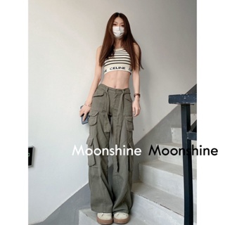 Moon  กางเกงขายาว คาร์โก้ กางเกง เชือกอเมริกันคลาสิค Cargo pants 2023 NEW 072006 Trendy fashion Korean Style Stylish ES220051 36Z230909