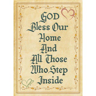 God Bless Our Home Inspirational โลโก้ผ้าใบ สไตล์วินเทจ สําหรับตกแต่งผนังบ้าน