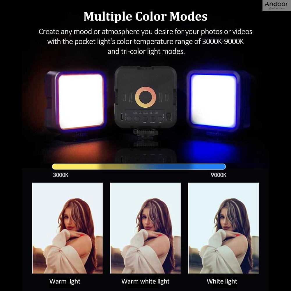 LED แสงถ่ายภาพ โคมไฟถ่ายภาพ หรี่แสงได้ ขนาดเล็ก แบบพกพา โหมดไฟสองสี แบตเตอรี่ 1200mAh พอร์ตชาร์จ USB 3 รองเท้าเย็น 70 ดวง ลูกปัด LED 3000K-9000K อุณหภูมิสี