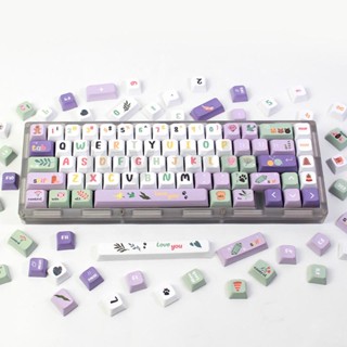 ชุดปุ่มกดคีย์บอร์ด 124 คีย์ ธีมกลางคืน PBT XDA สีม่วง สําหรับคีย์บอร์ด Mechanical