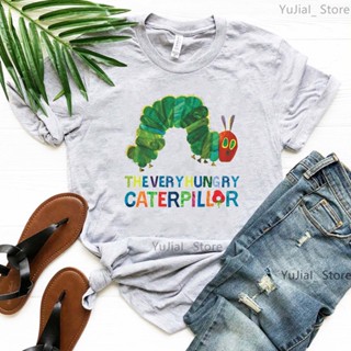 เสื้อยืด พิมพ์ลายกราฟฟิค The Very Hungay Caterpillar สีชมพู สีเทา แฟชั่นฤดูร้อน สไตล์ฮาราจูกุ สําหรับผู้หญิง 2023