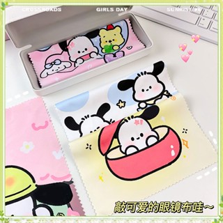 SANRIO ผ้าเช็ดทําความสะอาดหน้าจอโทรศัพท์ เลนส์ ลายการ์ตูน Kuromi Cinnamoroll น่ารัก สําหรับกล่องแว่นตา