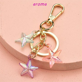 Aroma พวงกุญแจ จี้รูปดาว สีโปร่งใส เครื่องประดับ สําหรับตกแต่งภายในรถยนต์ กระเป๋าเป้สะพายหลัง กระเป๋า