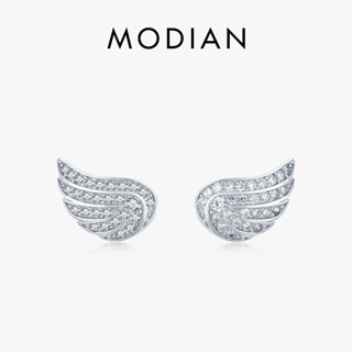 Modian ต่างหูสตั๊ด เงินแท้ 925 รูปปีกนางฟ้า หรูหรา เครื่องประดับแฟชั่น สําหรับผู้หญิง
