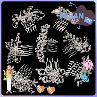 MIHAN Jewelry Leaf Crystal  Flower Wedding Bridal Hair Comb