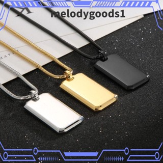 Melodygoods1 สร้อยคอสเตนเลส ทรงสี่เหลี่ยมผืนผ้า พร้อมโซ่ สีดํา สีเงิน สีทอง สําหรับผู้ชาย