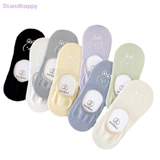 Standhappy ถุงเท้าข้อสั้น ผ้าฝ้าย แบบบาง ระบายอากาศ ลายการ์ตูนน่ารัก สีพื้น สําหรับผู้หญิง