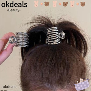 OKDEALS กิ๊บติดผมหางม้า โลหะ ขนาดเล็ก สีเงิน สีดํา สําหรับเด็กผู้หญิง