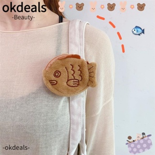 OKDEALS ตุ๊กตาปลากะพง ตุ๊กตาปลา กระเป๋าถือ สายเคเบิล ชุดหูฟัง กระเป๋าเงิน ขนาดเล็ก ผู้หญิง กระเป๋าคล้องมือ