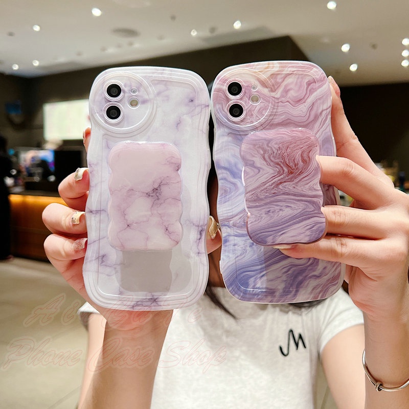 เคส Samsung A15 A14 A13 A12 M12 A11 M11 A71 A70 A54 A53 A52 A52S A51 A50 A50S A34 A32 A31 A30 A30S A24 A23 A20 4G 5G Wave Marble Grain Popsocket Soft Case