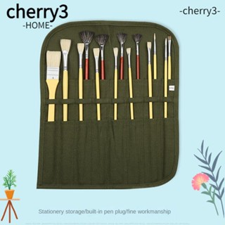 Cherry3 กระเป๋าผ้าแคนวาส แบบม้วน สีเขียวทหาร สีน้ํา ​กระเป๋าวาดภาพ