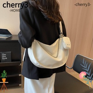 Cherry3 กระเป๋าสะพายไหล่ ผ้าแคนวาส แต่งสายโซ่คล้อง สําหรับผู้หญิง