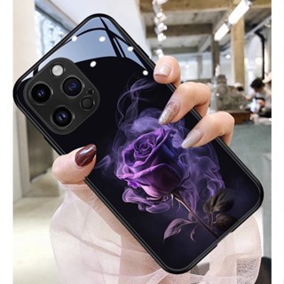 Dmy เคสกระจกนิรภัย ลายดอกกุหลาบ สําหรับ iphone 14 pro 11 pro max 12 mini 13 8 plus 7 6 6s X XS max XR