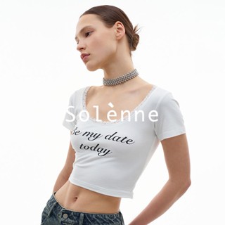 Solenne  เสื้อครอป เสื้อยืดผู้หญิง ครอป baby tee สาวเรโทร 2023 NEW Style Comfortable ทันสมัย ทันสมัย ทันสมัย A29J1ME 36Z230909