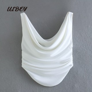 Uibey เสื้อกั๊ก จีบรอบ เซ็กซี่ 8864