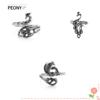 Peonypavilion แหวนถักโครเชต์ สเตนเลส ลายนกฟินิกซ์ นกยูง ปลา 1 ชิ้น