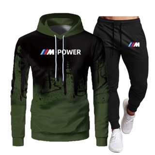 ใหม่ ชุดวอร์ม เสื้อฮู้ดดี้ กางเกงกีฬา Bmw Power แฟชั่นฤดูใบไม้ร่วง ฤดูหนาว สําหรับผู้ชาย