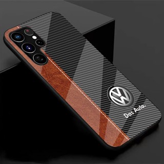 【พร้อมส่ง】เคสโทรศัพท์มือถือกระจกนิรภัย ป้องกัน รอบด้าน ลาย VW สําหรับ Samsung S22 Case S23 Ultra S21 Plus FE