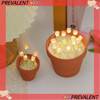 Preva โคมไฟตั้งโต๊ะ รูปดอกทิวลิปจําลอง แฮนด์เมด DIY สําหรับตกแต่งโต๊ะ ของขวัญวันเด็ก