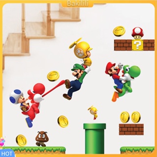 [Bakilili] สติกเกอร์ ลาย Super Mario ลอกออกได้ สําหรับติดตกแต่งผนังบ้าน