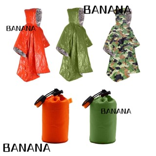 Banana1 เสื้อกันฝนฉุกเฉิน ฟิล์มอลูมิเนียม อุปกรณ์ตั้งแคมป์ ฉนวนกันความร้อน หนาว ชุดกันฝน ผ้าห่ม