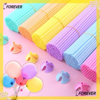 FOREVER 100Pcs|Balloons Rods Holder Multicolor Party Inflatable Balls Latex Balloon Stick Party Decoration Birthday Accessories Plastic With Cup Wedding Decor/Multicolor