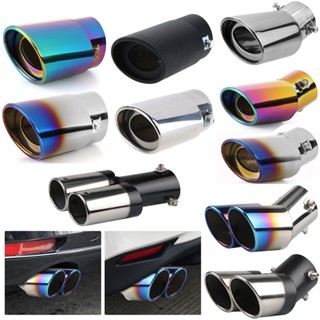 Universal Burnt Blue Dual Outlet ปลายท่อไอเสียรถยนต์สแตนเลสเอียงขอบลามิเนต Auto Silencer Car Silencer แหล่งภายนอก