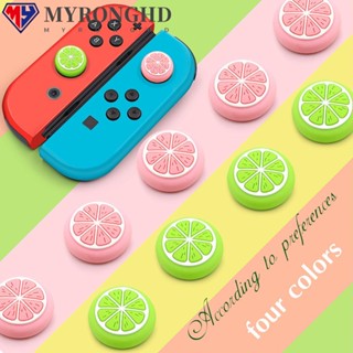 Myronghd ฝาครอบจอยสติ๊ก ซิลิโคน ลายผลไม้ สําหรับ Nintendo Switch NS Lite 4 ชิ้น