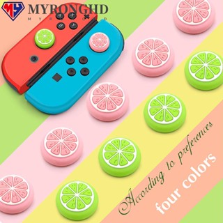 Myronghd ฝาครอบจอยสติ๊ก ซิลิโคน ลายผลไม้ สําหรับ Nintendo Switch NS Lite 4 ชิ้น