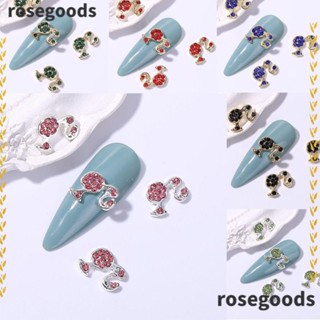 Rosegoods1 สติกเกอร์เพชร อัลลอย รูปหางม้า เด็กผู้หญิง สีเงิน สีทอง เครื่องประดับ สําหรับตกแต่งเล็บ DIY 20 ชิ้น