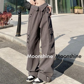 Moon  กางเกงขายาว คาร์โก้ กางเกง เชือกอเมริกันคลาสิค Cargo pants 2023 NEW 072609 สไตล์เกาหลี ทันสมัย High quality Chic A20M03U 36Z230909