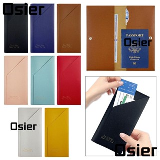 Osier1 กระเป๋าสตางค์ หนัง Pu น้ําหนักเบา สีพื้น สําหรับใส่หนังสือเดินทาง เอกสาร เดินทาง ผู้หญิง