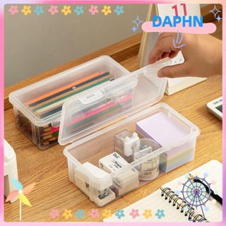 Daphs กล่องเก็บเครื่องเขียน กล่องดินสอ ความจุขนาดใหญ่ สีโปร่งใส สําหรับสํานักงาน