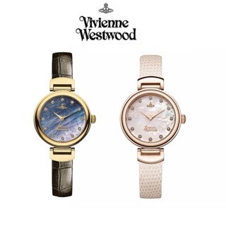 (($ยอดนิยม $) Viviennewestwood นาฬิกาข้อมือ ชุบทอง ประดับเพชร หลากสี