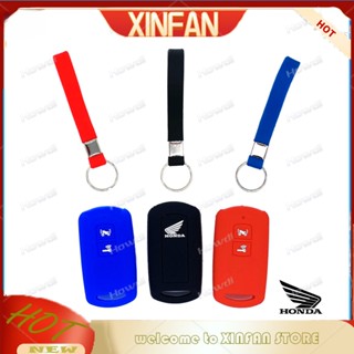 Xinfan 【พร้อมส่ง】ปลอกกุญแจซิลิโคน 2 ปุ่ม พร้อมพวงกุญแจ สําหรับ Honda click 150i Vario 150