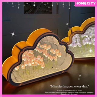 [พร้อม] Ins โคมไฟดอกทิวลิปแฮนด์เมด Cloud Mirror Night Light With Mirror Desktop Night Lamp Wedding Gift Birthday Gift