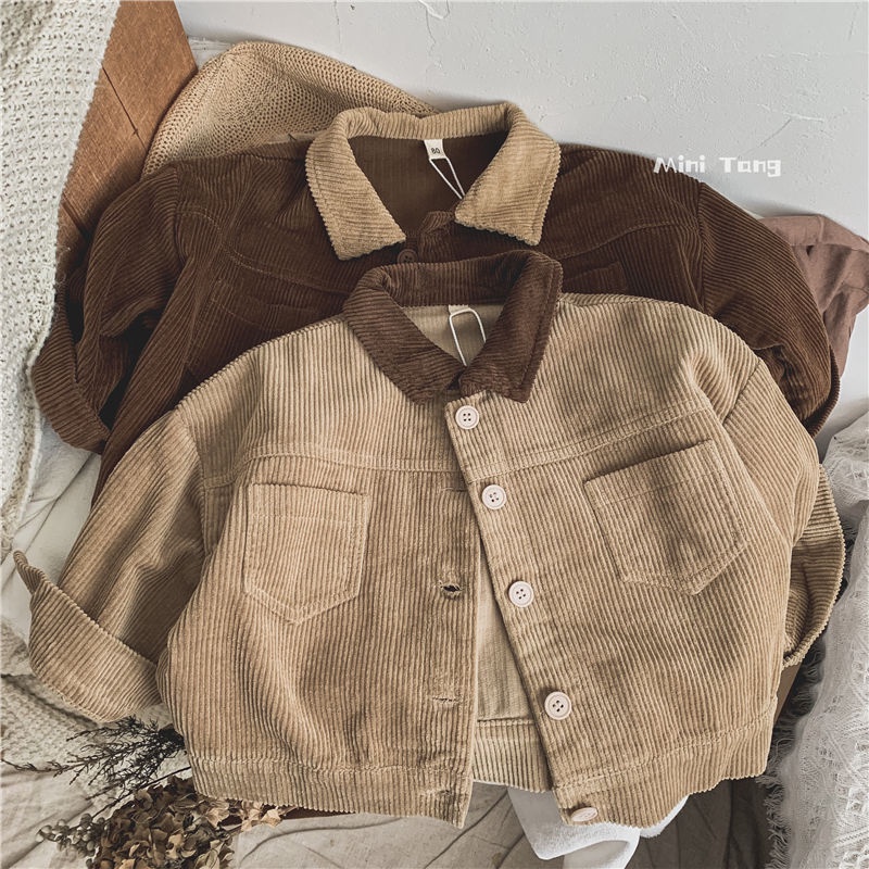 2.3 เสื้อแจ็กเก็ต ผ้าลูกฟูก ทรงหลวม สีตัดกัน สไตล์เกาหลี ญี่ปุ่น ฤดูใบไม้ร่วง ฤดูหนาว สําหรับเด็กผู้ชาย ผู้หญิง