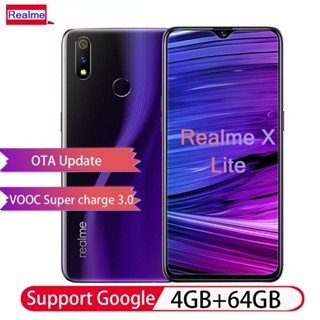 Realme X Lite 4GB RAM 64GB ROM 6.3 นิ้ว โทรศัพท์ Snapdragon 710 Octa Core 4045mAh แบตเตอรี่โทรศัพท์ VOOC ชาร์จเร็ว 3.0