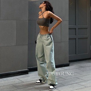 2TOYOUNG Moon กางเกงขายาว คาร์โก้ กางเกง เชือกอเมริกันคลาสิค Cargo pants 2023 NEW 072829 พิเศษ สบาย คุณภาพสูง ทันสมัย A23L0GI 36Z230909