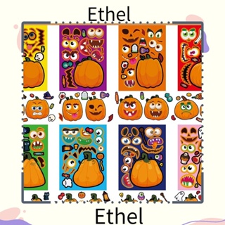 Ethel1 สติกเกอร์ ลายการ์ตูนฟักทอง แม่มด สยองขวัญ แวมไพร์ ฮาโลวีน DIY สําหรับตกแต่ง 16 แผ่น