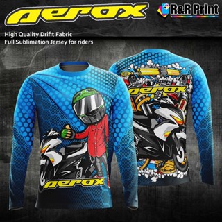 เสื้อกีฬาแขนยาว ลายทีม aerox ยอดนิยม สไตล์ไทย สําหรับผู้ขับขี่จักรยานยนต์ yamaha