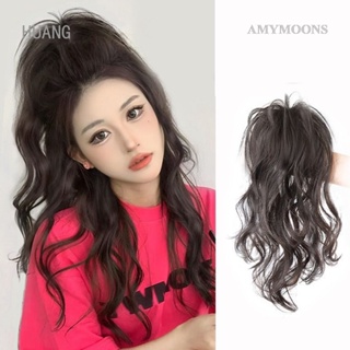 Amymoons วิกผมหางม้าสังเคราะห์ แบบยาว สีน้ําตาล สีดํา สําหรับผู้หญิง