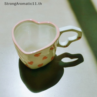 Strongaromatic แก้วกาแฟเซรามิค ลายหัวใจน่ารัก ของขวัญวันเกิด